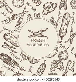 background with vegetable. hand drawn