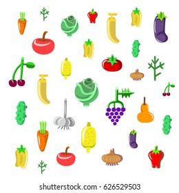 Background with vegetables and fruits.