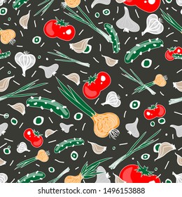 
background with vegetables: tomatoes, cucumber, onions.