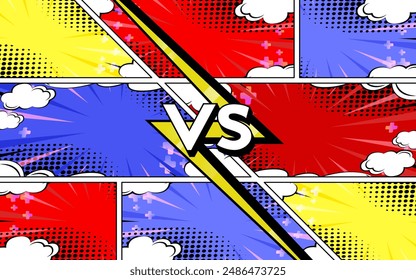 Background versus comic full color, full vector, editable.