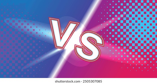 Background versus conflict battle screen and technology style blue and purple futuristic gradient comparison with light sparkles.