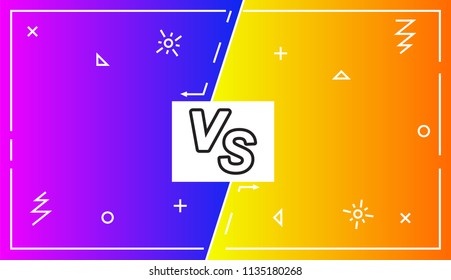 Background Versus Screen battle, Vector Illustration.Business confrontation screen with frames and vs logo illustration. Battle banner match, vs letters competition confrontation.Gradient