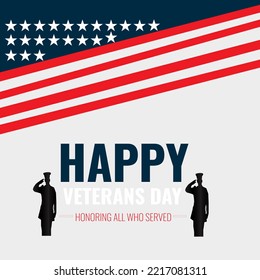 Background veterans day.Happy Veterans Day. Greeting card with USA flag and soldiers on background with texture. National American holiday event. Flat vector illustration.