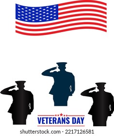 Background veterans day.Veterans day poster. US military armed forces soldier in silhouette saluting.