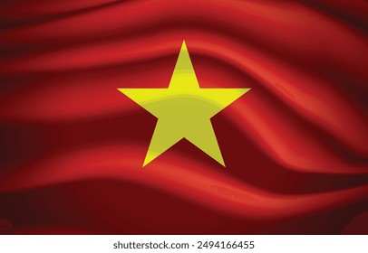 Background of Vietnam Flag with Satin Texture