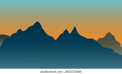 background view of mountains at sunset. Steep rocks.