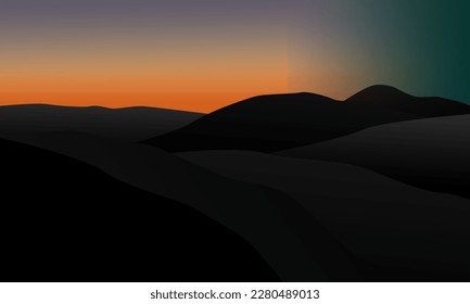 vistas de fondo a la puesta de sol y al amanecer en una montaña. arte vectorial versión 1.