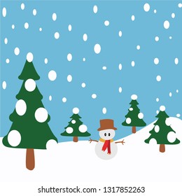 Background views of the snow with a snowman