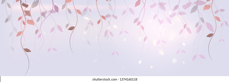 Background with vines and light spots, vector.  Soft purple summer background