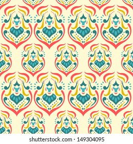 Background vintage damask flower. Seamless floral pattern. Abstract wallpaper. Texture royal vector. Fabric illustration.