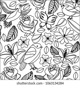 background vintage delicate flowers birds butterflies