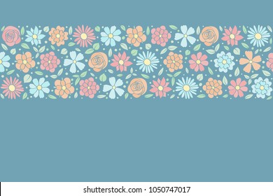 Background with vintage flowers and copyspace. Vector.