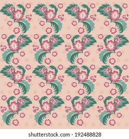 Background with vintage flowers and polka dots. It can be used for print, paper, scrap booking