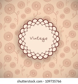 Background with vintage flowers in retro style. Vector eps10 illustration