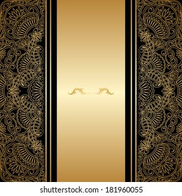 Background with vintage gold floral pattern and place for text.