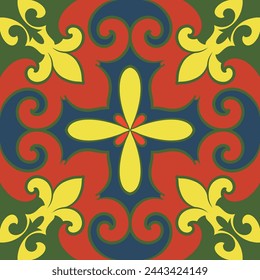 background vintage mandala ornament  tiles ceramic, Geometric retro mosaic pattern