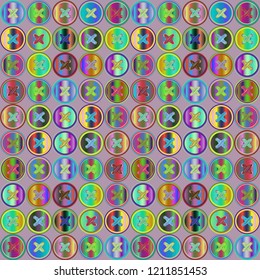 Background vintage multicolor rainbow stud seamless stitch.