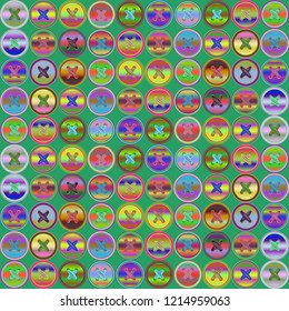 Background vintage multicolor rainbow stud seamless stitch.
