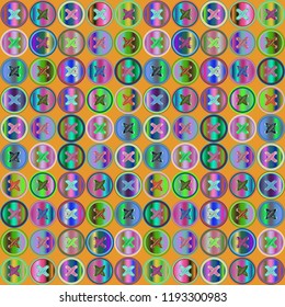 Background vintage multicolored rainbow stud seamless stitch.