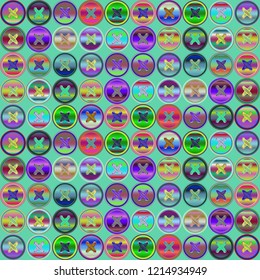 Background vintage multicolored rainbow stud seamless stitch.