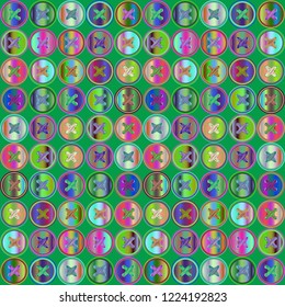 Background vintage multicolored rainbow stud seamless stitch.