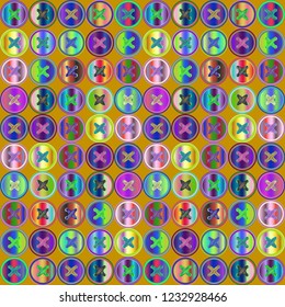 Background vintage multicolored rainbow stud seamless stitch.