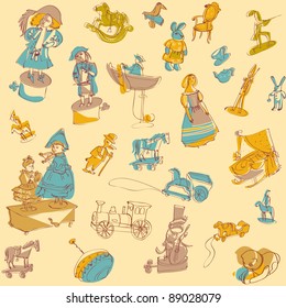 background with vintage toys