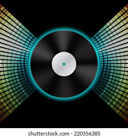 Background with vinyl record and mosaic. EPS10 vector
