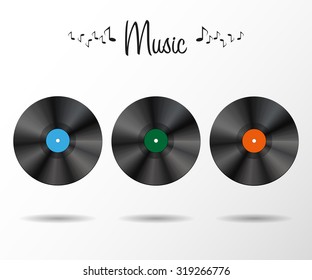 Background with vinyl records  with shadows stylish illustration