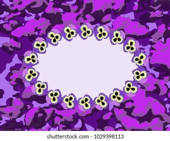 the background with violet divorces and a floral frame of violets
