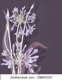 Background with  violet graphic flowers.