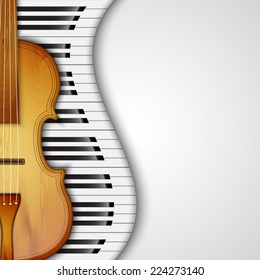 Background with violin and piano keys. Music background. EPS10 vector
