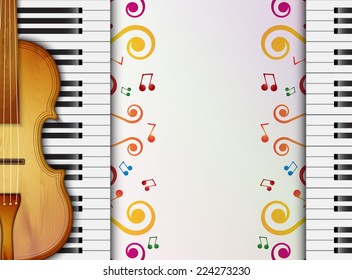 Background with violin and piano keys. Music background. EPS10 vector