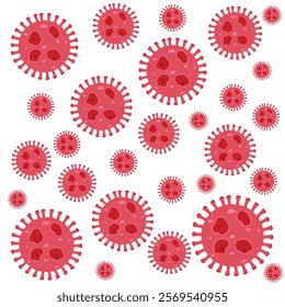 Background of Virus. Bacteria Biology Organisms Seamless Pattern. Virus Infection Ebola Epidemic Sick. Corona, HMPV, Covid and Human metapneumovirus. Flat Vector Illustration