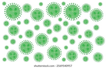 Background of Virus. Bacteria Biology Organisms Seamless Pattern. Virus Infection Ebola Epidemic Sick. Corona, HMPV, Covid and Human metapneumovirus. Flat Vector Illustration