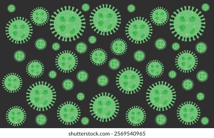 Background of Virus. Bacteria Biology Organisms Seamless Pattern. Virus Infection Ebola Epidemic Sick. Corona, HMPV, Covid and Human metapneumovirus. Flat Vector Illustration