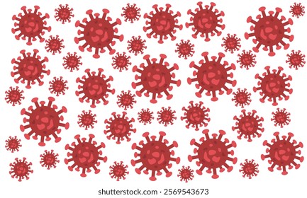 Background of Virus. Bacteria Biology Organisms Seamless Pattern. Virus Infection Ebola Epidemic Sick. Corona, HMPV, Covid and Human metapneumovirus. Flat Vector Illustration