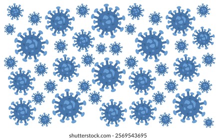 Background of Virus. Bacteria Biology Organisms Seamless Pattern. Virus Infection Ebola Epidemic Sick. Corona, HMPV, Covid and Human metapneumovirus. Flat Vector Illustration