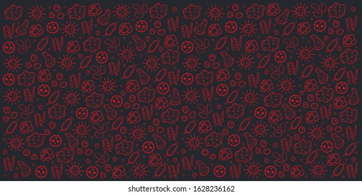 Background with virus. Vector illustration with hand draw doodle elements