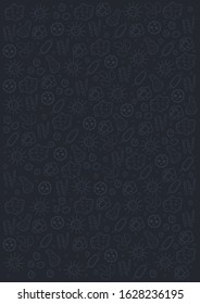 Background with virus. Vector illustration with hand draw doodle elements