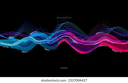 Background Voice audio wave recognition AI personal assistant modern technology visual concept vector illustration design. colorfull digital sound wave audio spectrum line background
