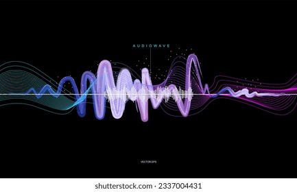 Voice-Audio-Wave-Erkennung AI Personal Assistent moderne Technologie visuelles Konzept Vektorgrafik Design. bunter, digitaler Sound-Wave-Hintergrund