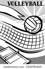 Background with volleyball items. Sport club illustration.