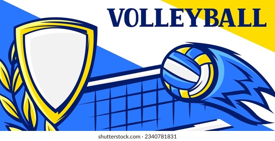 Background with volleyball items. Sport club illustration.