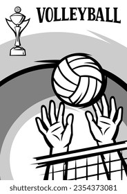 Background with volleyball items. Sport club illustration.