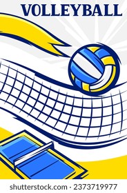 Background with volleyball items. Sport club illustration.