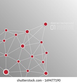 Background with volume paper with red dots interconnected. 