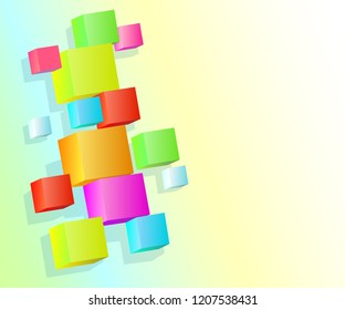 Background with volumetric multicolored cubes 3d.Vector illustration. Space for text.