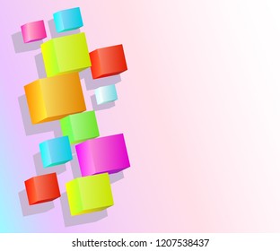 Background with volumetric multicolored cubes 3d.Vector illustration. Space for text.