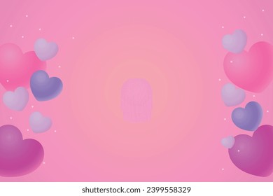 Hintergrund mit üppigen Herzen in rosafarbenen Tönen. Design für den Valentinstag, für eine Hochzeit. Vektorgrafik.